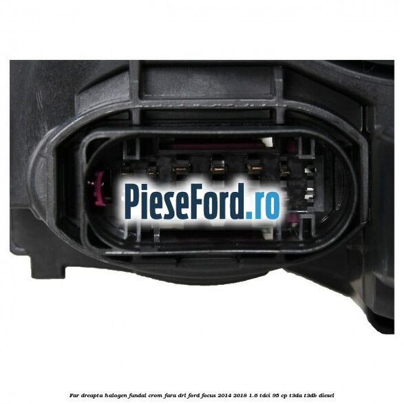 Far dreapta halogen, fundal crom fara DRL Ford Focus 2014-2018 1.6 TDCi 95 cp T3DA, T3DB diesel