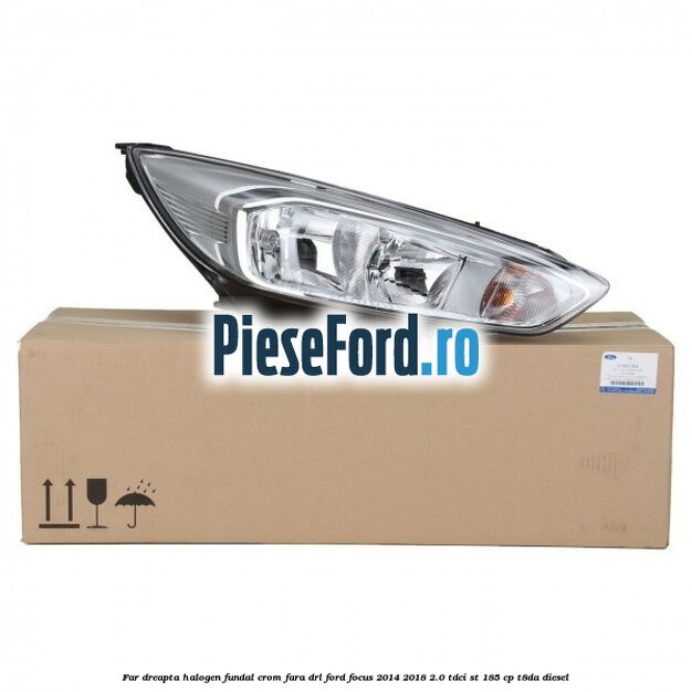 Far dreapta halogen, fundal crom fara DRL Ford Focus 2014-2018 2.0 TDCi ST 185 cp T8DA diesel