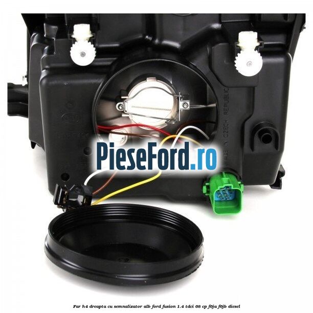 Far H4 dreapta cu semnalizator alb Ford Fusion 1.4 TDCi 68 cp F6JA, F6JB diesel