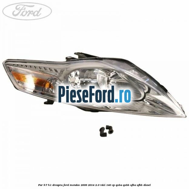 Far H7/H1 dreapta Ford Mondeo 2008-2014 2.0 TDCi 140 cp QXBA, QXBB, UFBA, UFBB diesel