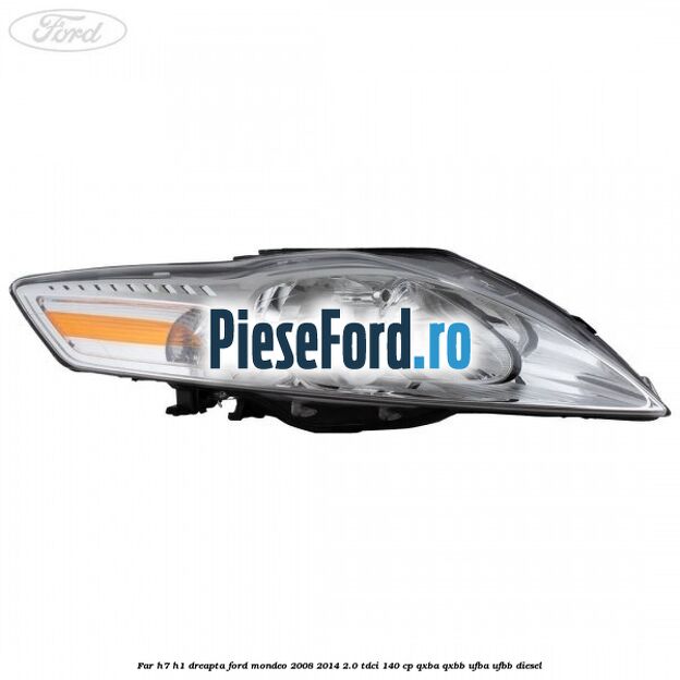 Far H7/H1 dreapta Ford Mondeo 2008-2014 2.0 TDCi 140 cp QXBA, QXBB, UFBA, UFBB diesel