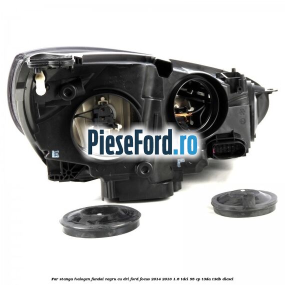 Far stanga halogen, fundal negru cu DRL Ford Focus 2014-2018 1.6 TDCi 95 cp T3DA, T3DB diesel