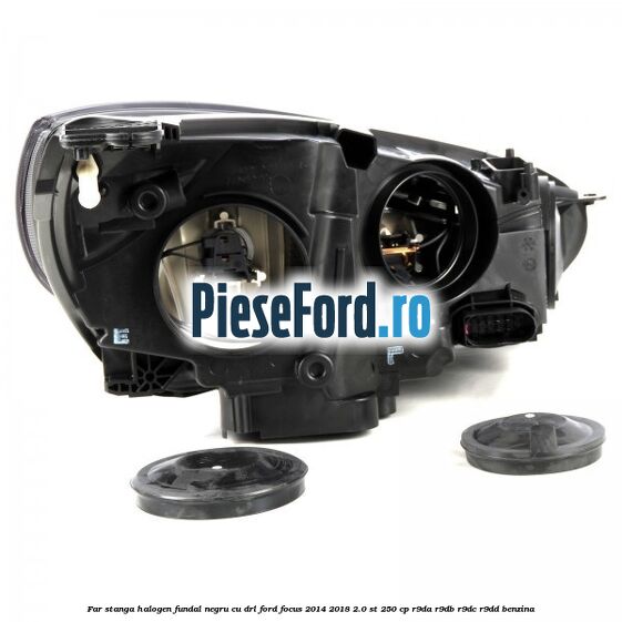 Far stanga halogen, fundal negru cu DRL Ford Focus 2014-2018 2.0 ST 250 cp R9DA, R9DB, R9DC, R9DD benzina