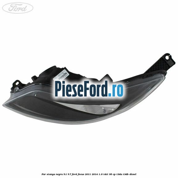 Far stanga negru H1/H7 Ford Focus 2011-2014 1.6 TDCi 95 cp T3DA, T3DB diesel
