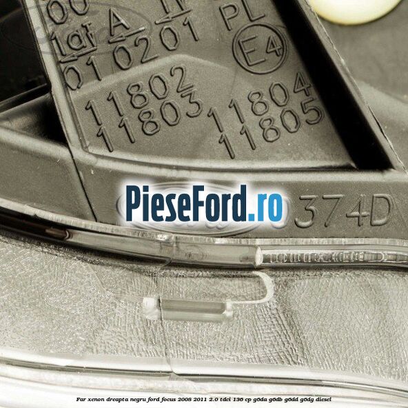 Far Xenon dreapta negru Ford Focus 2008-2011 2.0 TDCi 136 cp G6DA, G6DB, G6DD, G6DG diesel