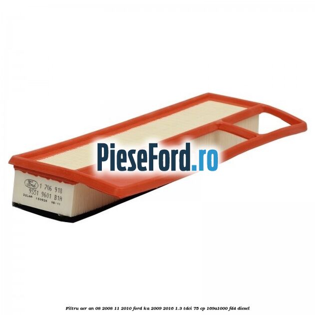 Filtru aer an 08/2008-11/2010 Ford Ka 2009-2016 1.3 TDCi 75 cp 169A1000, FD4 diesel