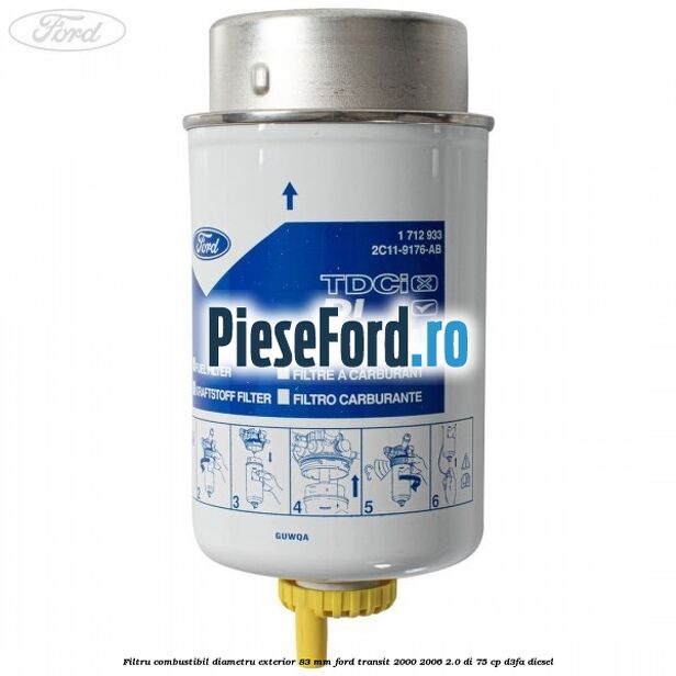 Filtru combustibil diametru exterior 83 mm Ford Transit 2000-2006 2.0 DI 75 cp D3FA diesel
