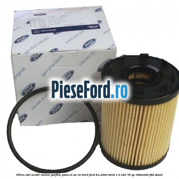 Filtru ulei model racitor Purflux pana in an 10/2010 Ford Ka 2009-2016 1.3 TDCi 75 cp 169A1000, FD4 diesel