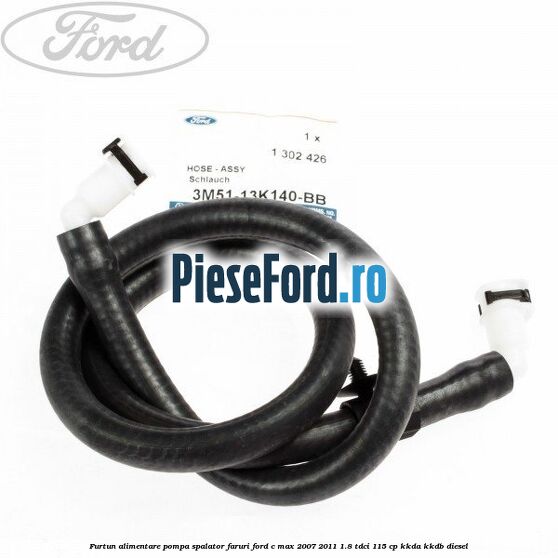 Furtun alimentare pompa spalator faruri Ford C-Max 2007-2011 1.8 TDCi 115 cp KKDA, KKDB diesel