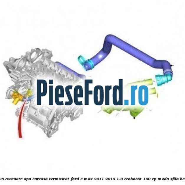 Furtun evacuare apa carcasa termostat Ford C-Max 2011-2015 1.0 EcoBoost 100 cp M2DA, SFDA benzina