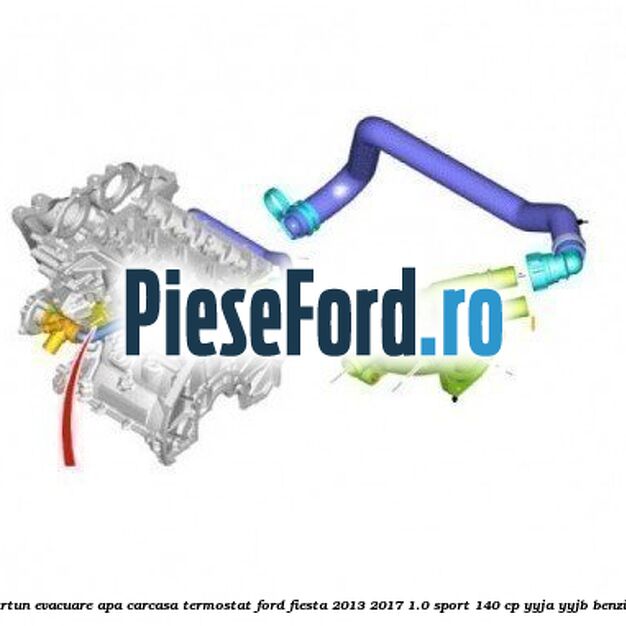 Furtun evacuare apa carcasa termostat Ford Fiesta 2013-2017 1.0 Sport 140 cp YYJA, YYJB benzina