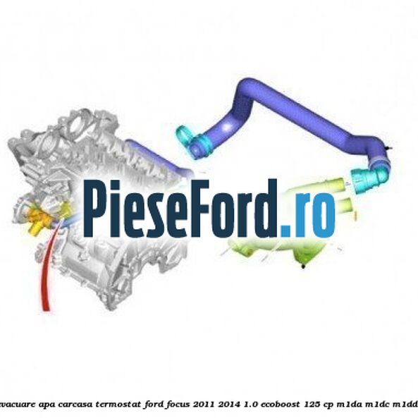 Furtun evacuare apa carcasa termostat Ford Focus 2011-2014 1.0 EcoBoost 125 cp M1DA, M1DC, M1DD benzina