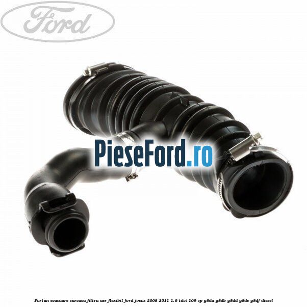 Furtun evacuare carcasa filtru aer, flexibil Ford Focus 2008-2011 1.6 TDCi 109 cp G8DA, G8DB, G8DD, G8DE, G8DF diesel