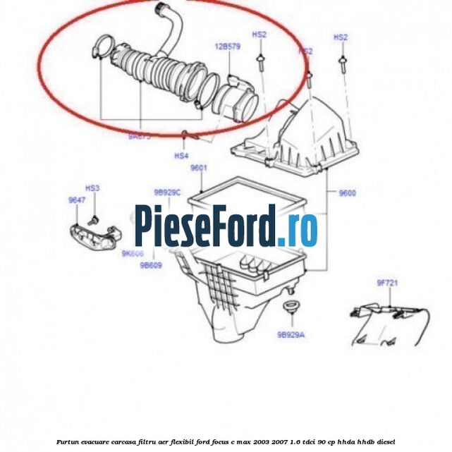 Furtun evacuare carcasa filtru aer, flexibil Ford Focus C-Max 2003-2007 1.6 TDCi 90 cp Furtun evacuare carcasa filtru aer, flexibil Ford Focus C-Max 2003-2007 1.6 TDCi 90 cp HHDA, HHDB diesel