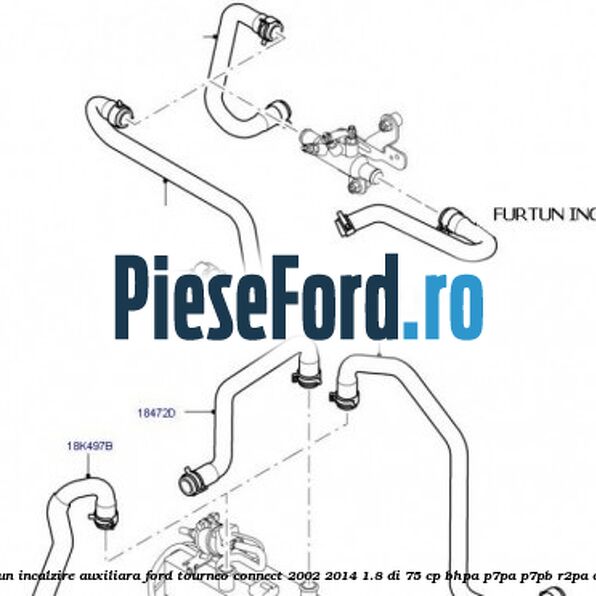 Furtun incalzire auxiliara Ford Tourneo Connect 2002-2014 1.8 Di 75 cp BHPA, P7PA, P7PB, R2PA diesel