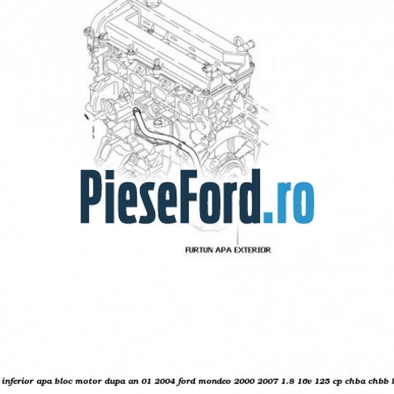 Furtun inferior apa bloc motor dupa an 01/2004 Ford Mondeo 2000-2007 1.8 16V 125 cp CHBA, CHBB benzina