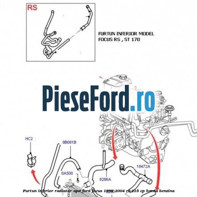 Furtun inferior radiator apa Ford Focus 1998-2004 RS 215 cp HMDA benzina