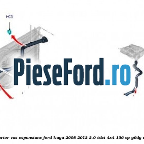 Furtun inferior vas expansiune Ford Kuga 2008-2012 2.0 TDCi 4x4 136 cp G6DG, UKDA diesel