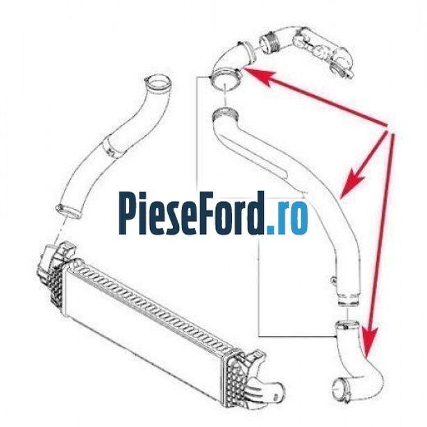 Furtun intercooler stanga Ford Focus C-Max 2003-2007 1.6 TDCi 109 cp G8DA, G8DB, G8DD, G8DE, G8DF diesel