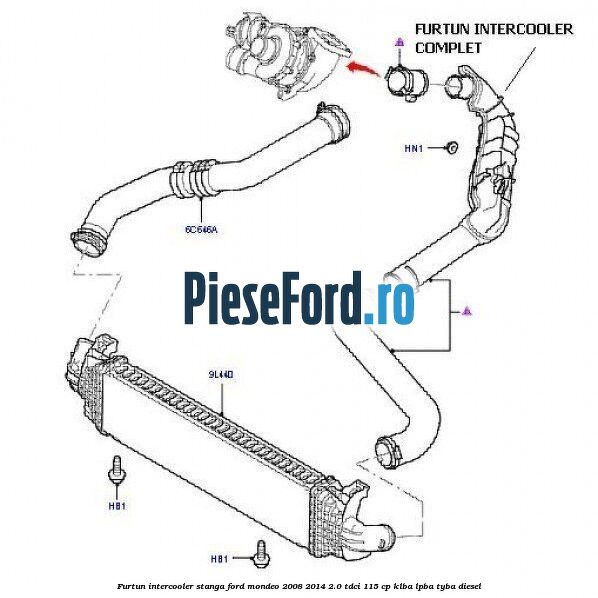 Furtun intercooler stanga Ford Mondeo 2008-2014 2.0 TDCi 115 cp KLBA, LPBA, TYBA diesel