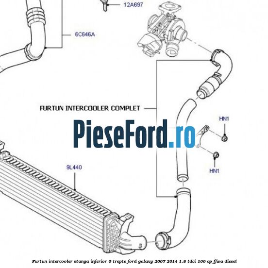 Furtun intercooler stanga inferior 6 trepte Ford Galaxy 2007-2014 1.8 TDCi 100 cp Furtun intercooler stanga inferior 6 trepte Ford Galaxy 2007-2014 1.8 TDCi 100 cp FFWA diesel
