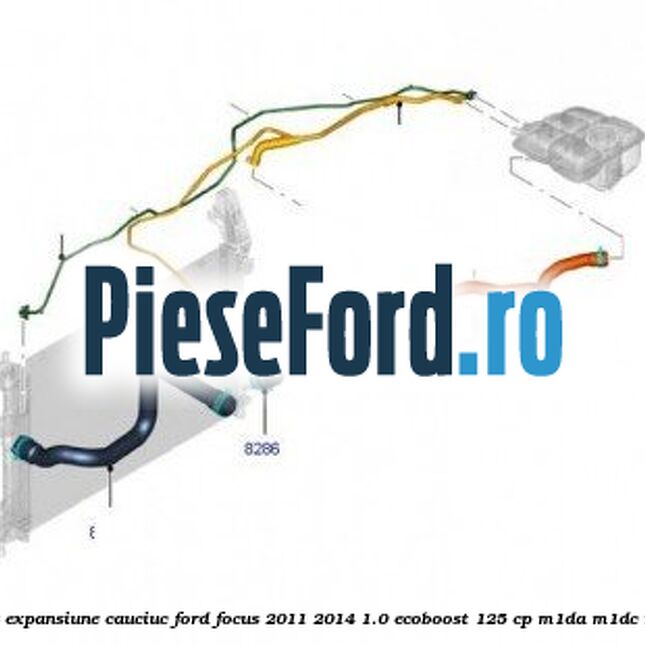 Furtun la vas expansiune, cauciuc Ford Focus 2011-2014 1.0 EcoBoost 125 cp M1DA, M1DC, M1DD benzina