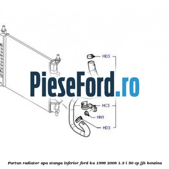 Furtun radiator apa stanga inferior Ford Ka 1996-2008 1.3 i 50 cp JJB benzina