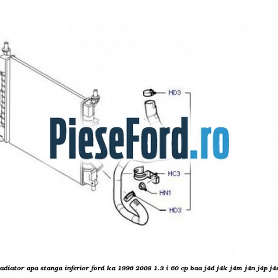 Furtun radiator apa stanga inferior Ford Ka 1996-2008 1.3 i 60 cp Furtun radiator apa stanga inferior Ford Ka 1996-2008 1.3 i 60 cp BAA, J4D, J4K, J4M, J4N, J4P, J4S benzina