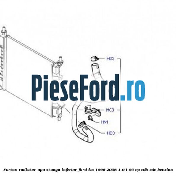 Furtun radiator apa stanga inferior Ford Ka 1996-2008 1.6 i 95 cp Furtun radiator apa stanga inferior Ford Ka 1996-2008 1.6 i 95 cp CDB, CDC benzina