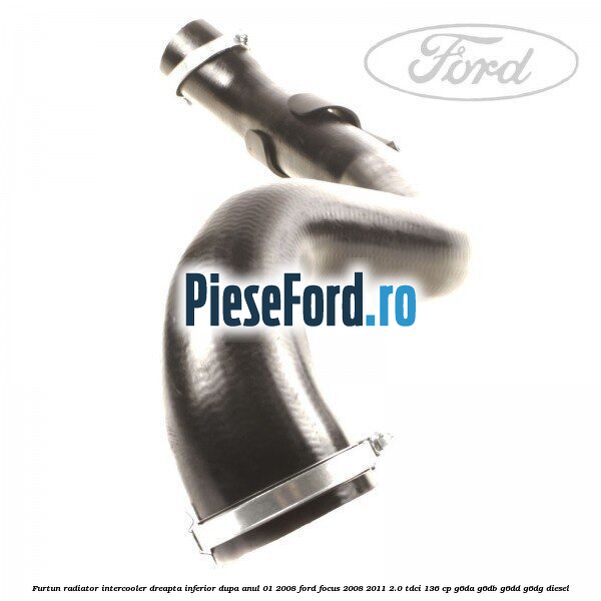 Furtun radiator intercooler dreapta inferior dupa anul 01/2008 Ford Focus 2008-2011 2.0 TDCi 136 cp G6DA, G6DB, G6DD, G6DG diesel