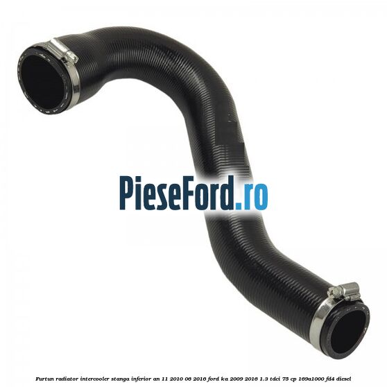 Furtun radiator intercooler stanga inferior an 11/2010-06/2016 Ford Ka 2009-2016 1.3 TDCi 75 cp 169A1000, FD4 diesel