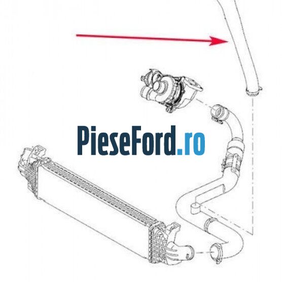 Furtun radiator intercooler stanga superior Ford Focus C-Max 2003-2007 2.0 TDCi 136 cp G6DA, G6DB, G6DD, G6DG diesel