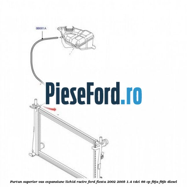 Furtun superior vas expansiune lichid racire Ford Fiesta 2002-2005 1.4 TDCi 68 cp F6JA, F6JB diesel