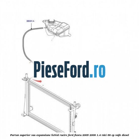Furtun superior vas expansiune lichid racire Ford Fiesta 2005-2008 1.4 TDCi 68 cp N4JB diesel