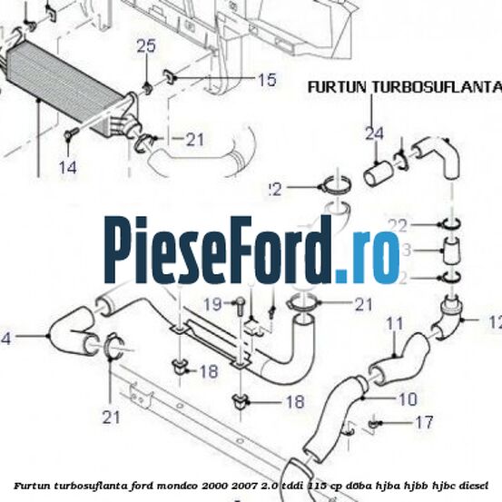 Furtun turbosuflanta Ford Mondeo 2000-2007 2.0 TDDI 115 cp D6BA, HJBA, HJBB, HJBC diesel
