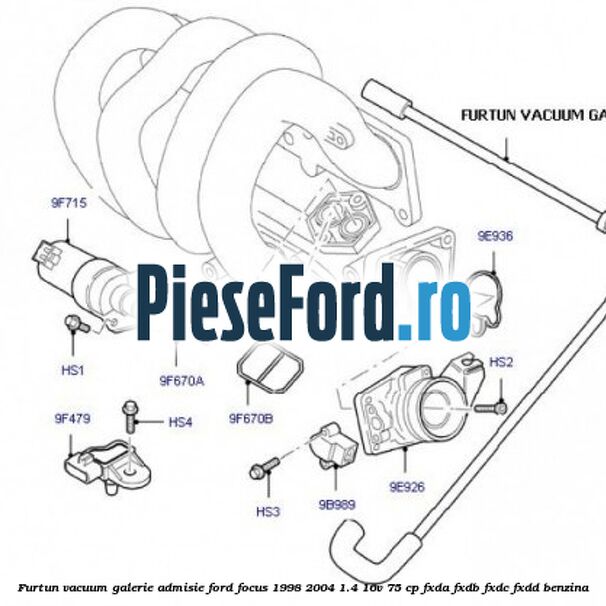 Furtun vacuum galerie admisie Ford Focus 1998-2004 1.4 16V 75 cp Furtun vacuum galerie admisie Ford Focus 1998-2004 1.4 16V 75 cp FXDA, FXDB, FXDC, FXDD benzina