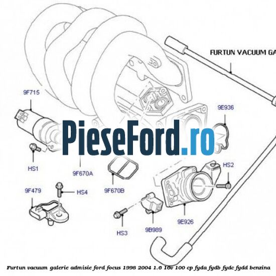 Furtun vacuum galerie admisie Ford Focus 1998-2004 1.6 16V 100 cp FYDA, FYDB, FYDC, FYDD benzina