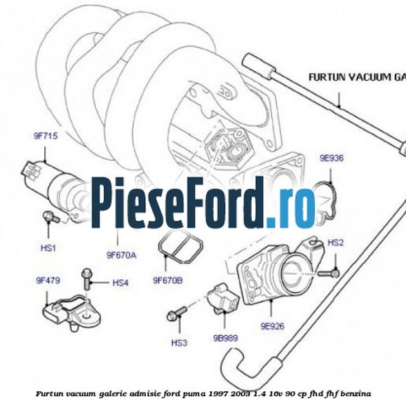 Furtun vacuum galerie admisie Ford Puma 1997-2003 1.4 16V 90 cp Furtun vacuum galerie admisie Ford Puma 1997-2003 1.4 16V 90 cp FHD, FHF benzina
