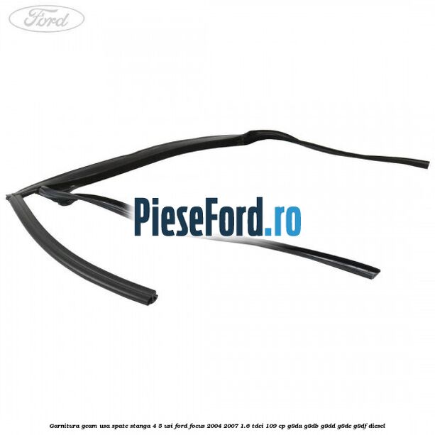 Garnitura geam usa spate stanga 4/5 usi Ford Focus 2004-2007 1.6 TDCi 109 cp G8DA, G8DB, G8DD, G8DE, G8DF diesel