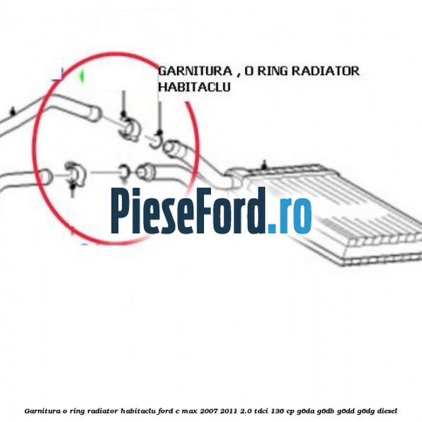 Garnitura, o ring radiator habitaclu Ford C-Max 2007-2011 2.0 TDCi 136 cp G6DA, G6DB, G6DD, G6DG diesel