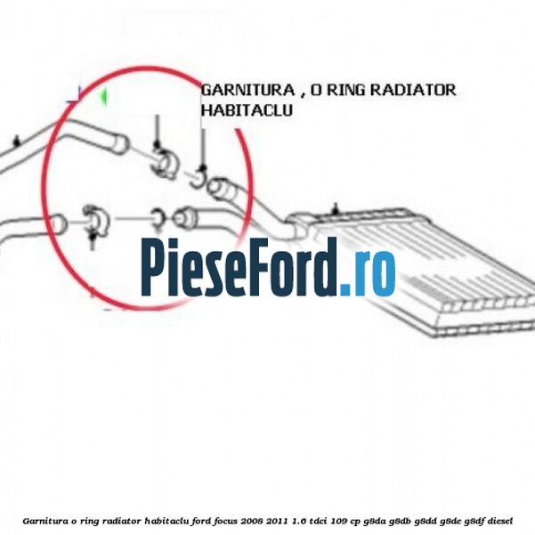 Garnitura, o ring radiator habitaclu Ford Focus 2008-2011 1.6 TDCi 109 cp G8DA, G8DB, G8DD, G8DE, G8DF diesel
