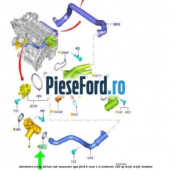 Garnitura oring furtun tub conectare apa Ford B-Max 1.0 EcoBoost 125 cp M1JE, M1JH benzina