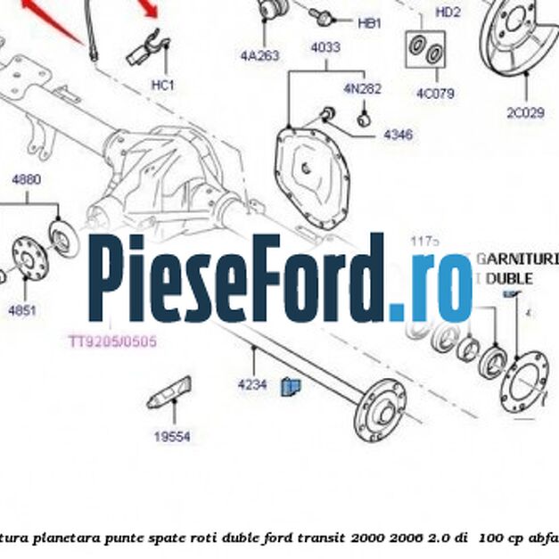 Garnitura planetara punte spate roti duble Ford Transit 2000-2006 2.0 DI  100 cp ABFA diesel
