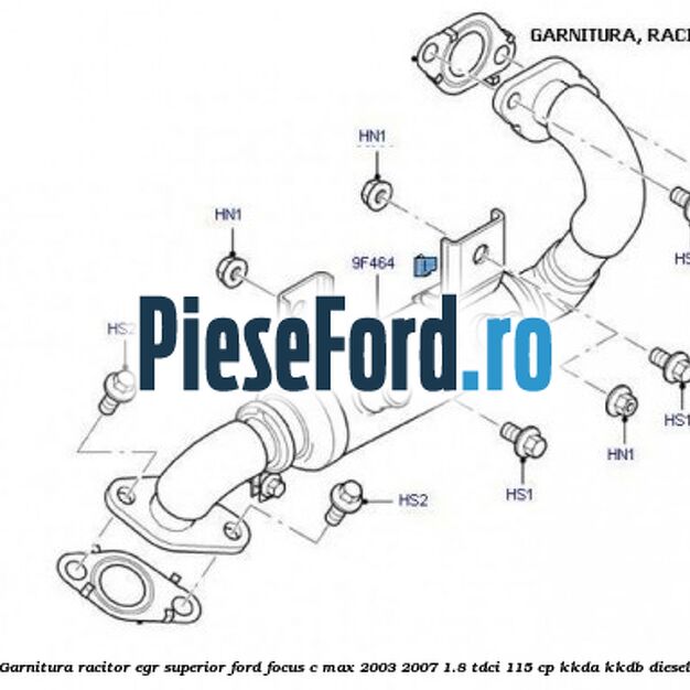 Garnitura racitor EGR superior Ford Focus C-Max 2003-2007 1.8 TDCi 115 cp Garnitura racitor EGR superior Ford Focus C-Max 2003-2007 1.8 TDCi 115 cp KKDA, KKDB diesel