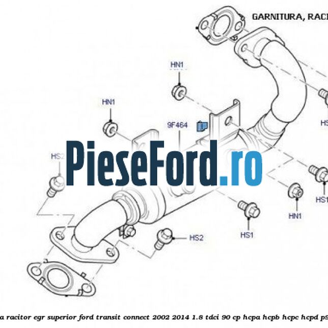 Garnitura racitor EGR superior Ford Transit Connect 2002-2014 1.8 TDCi 90 cp HCPA, HCPB, HCPC, HCPD, P9PA diesel