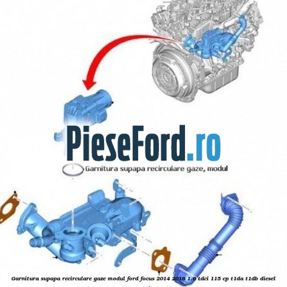 Garnitura supapa recirculare gaze modul Ford Focus 2014-2018 1.6 TDCi 115 cp T1DA, T1DB diesel