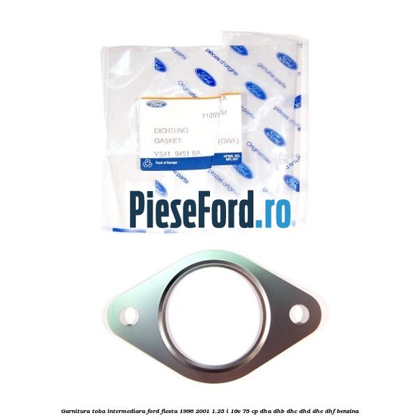 Garnitura toba intermediara Ford Fiesta 1996-2001 1.25 i 16V 75 cp DHA, DHB, DHC, DHD, DHE, DHF benzina