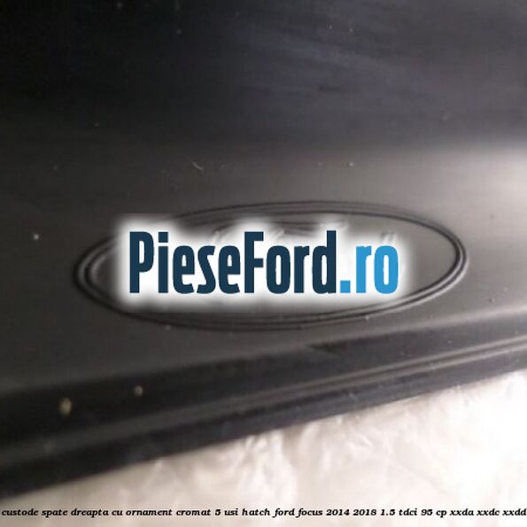 Geam custode spate dreapta, cu ornament cromat, 5 usi Hatch Ford Focus 2014-2018 1.5 TDCi 95 cp XXDA, XXDC, XXDD diesel