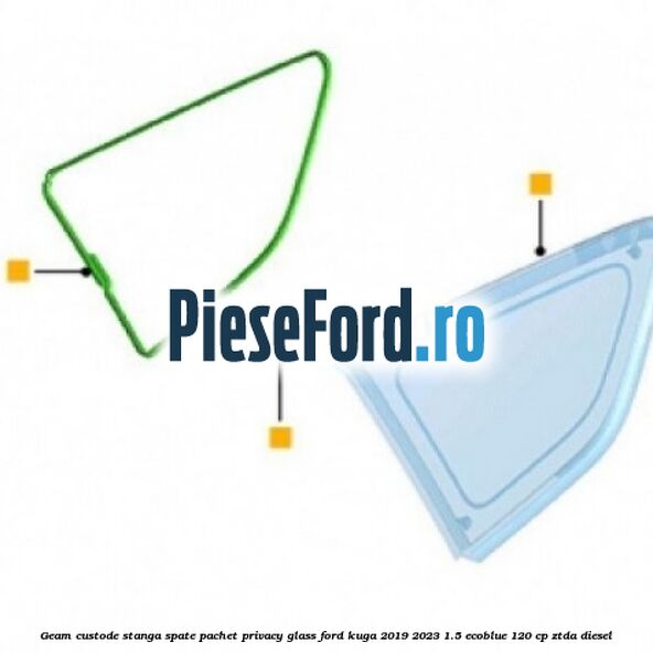 Geam custode stanga spate, pachet privacy glass Ford Kuga 2019-2023 1.5 EcoBlue 120 cp ZTDA diesel