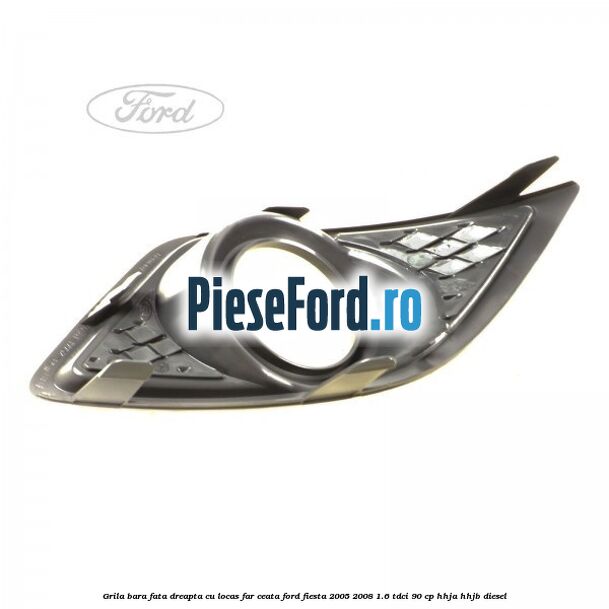 Grila bara fata dreapta cu locas far ceata Ford Fiesta 2005-2008 1.6 TDCi 90 cp HHJA, HHJB diesel
